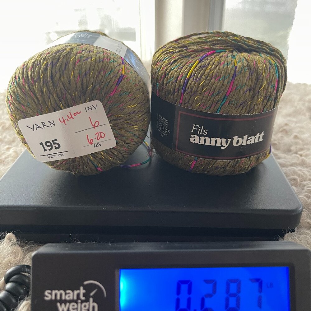 YARN 195 FILS ANNY BLATT ANTILLES 50G 98YDS 100% ACRLYIC 2 YARN BALL LOT